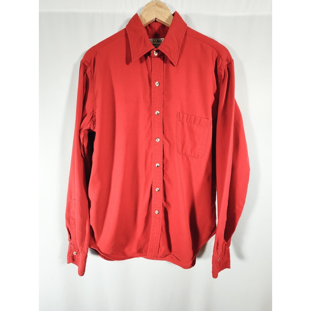 LL Bean Rangeley Flannel Shirt Red‎ Long Sleeve Button Down Workwear Mens L